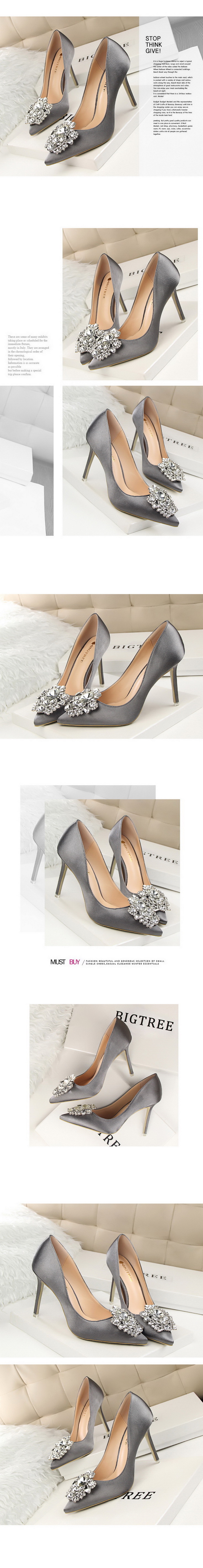 Women's Fashion Solid Color Rhinestone Point Toe Pumps display picture 5