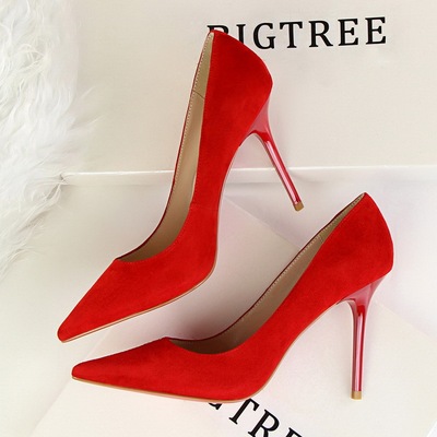 1026 han edition fashion contracted fine with high heels suede shallow mouth pointed sexy nightclub show thin women's sh