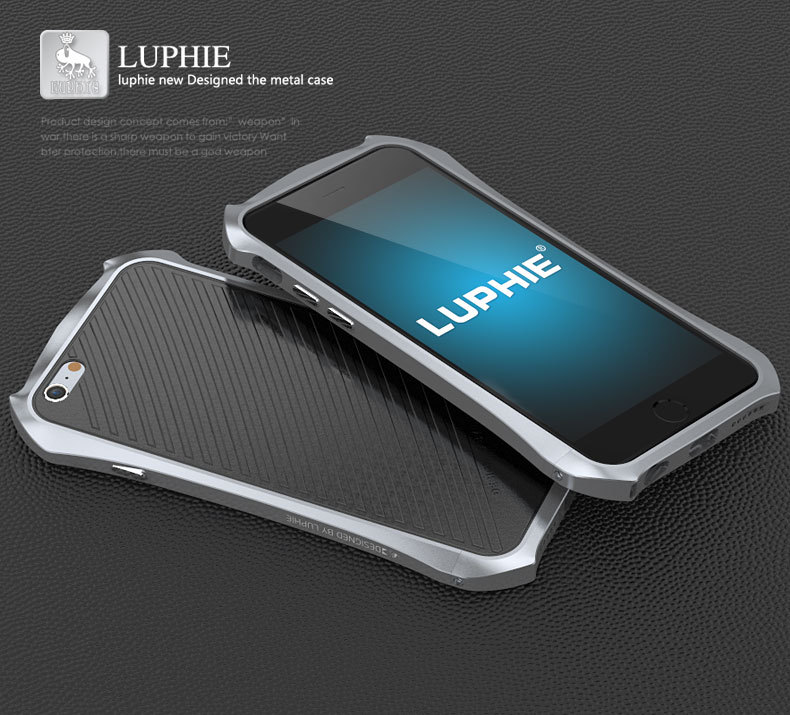 Luphie Batman Aluminum Metal Bumper Leather Back Cover Case for Apple iPhone 6S Plus/6 Plus & iPhone 6S/6