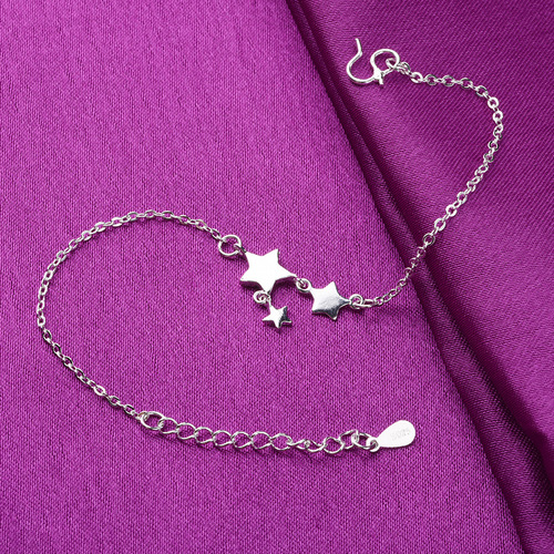 Ethnic style small star Thai silver bracelet, Korean version of five-pointed star anklet, three-star female fashion Taobao model