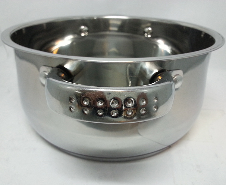Factory direct sales of stainless steel double-bottom double-ear six-piece set strawberry soup pot, home stewing pot, all-steel lid gift pot set detail image 7