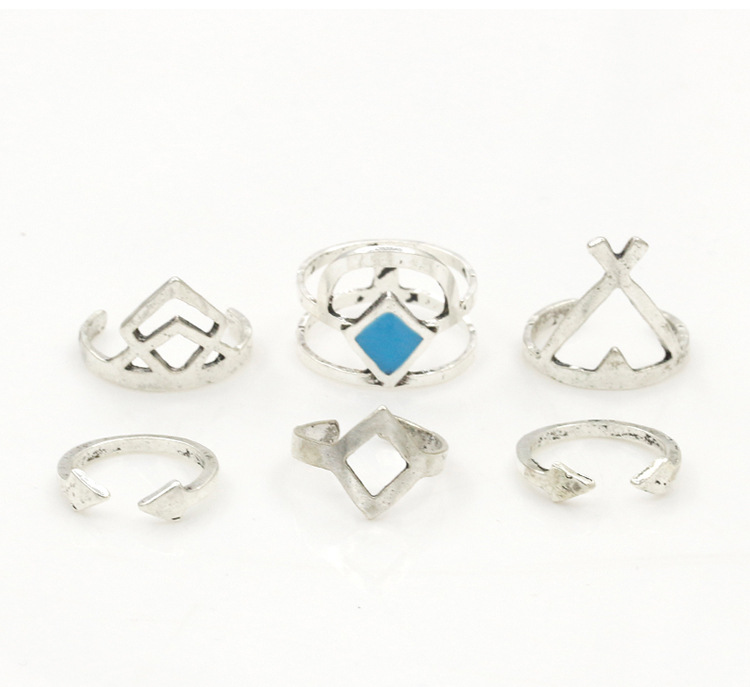 Retro Personality Geometric Square Arrow Ring Six-piece Ring Ring Cross Ring display picture 11