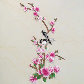 电脑刺绣花喜上眉梢 梅花鸟组合布贴 旗袍民族风水溶手缝服装辅料