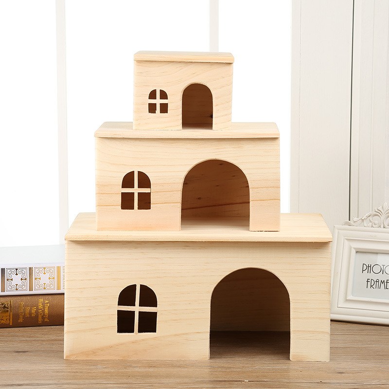 Spring and summer Hamsters Chalet natural solid wood Guinea pigs Watkins Bear Mini Hedgehog rabbit Totoro Large Wooden houses