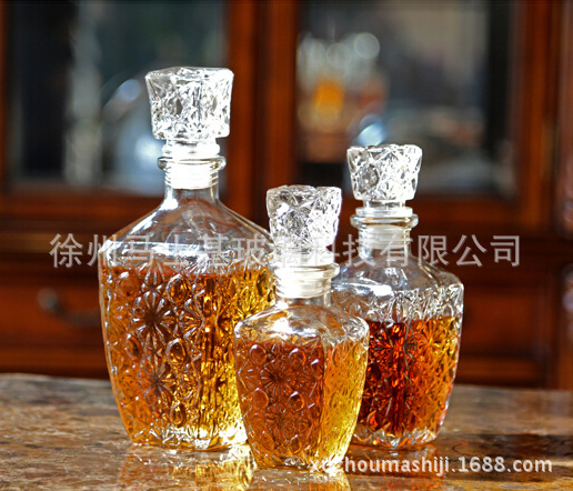 方钻石玻璃红酒瓶泡酒瓶储存密封酒壶自酿容器250-850ml密封酒瓶