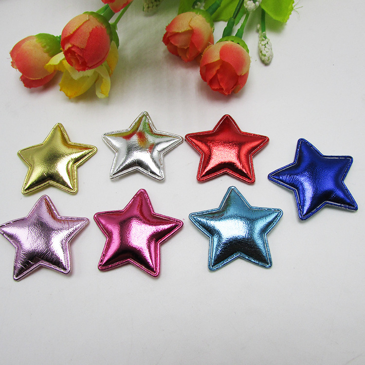 Korean style glossy PVC five-pointed star cloth stickers ultrasonic embossed handmade hair accessories headdress material accessories