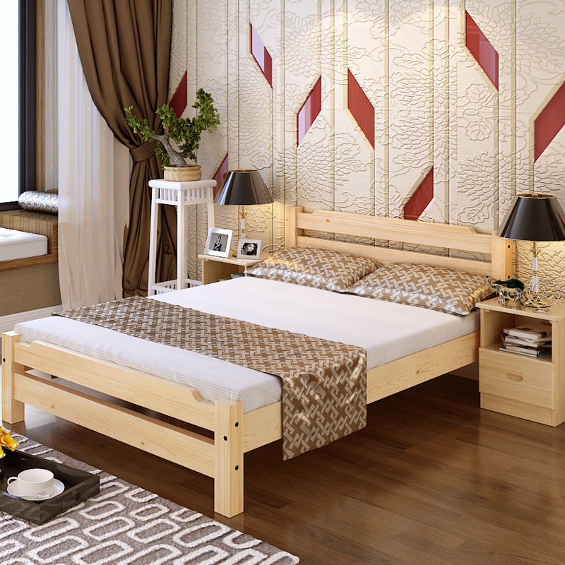 定制实木家具全实木床1.5m双人松木床1.8m儿童单人实木床一件代发|ms