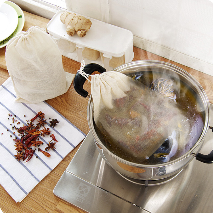 A1350 bolsa de filtro de cordón de algodón grande suministros de cocina bolsa de sopa estofado bolsita bolsa de escoria