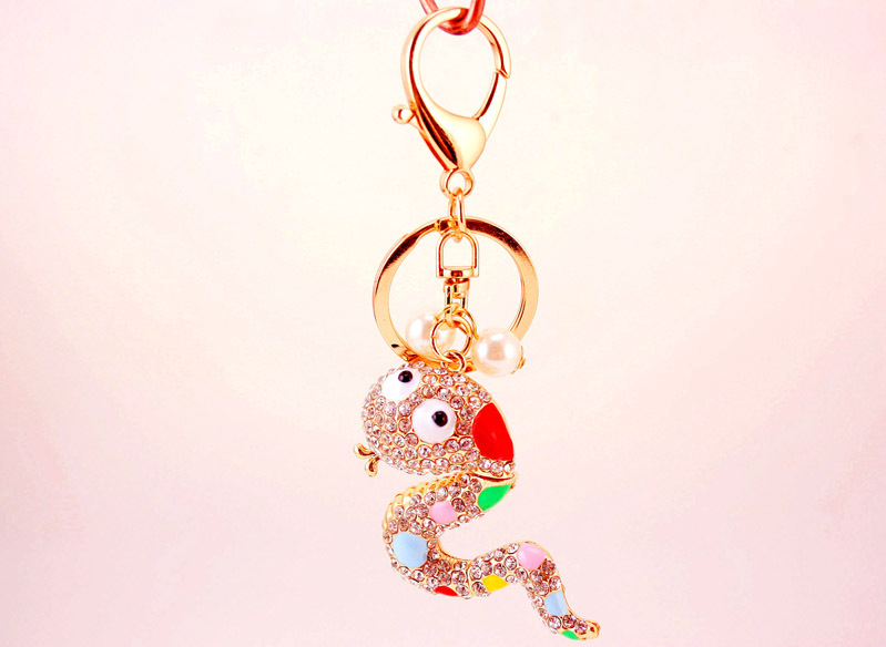 41g Weight Alloy, Metal Material Animal Pattern Unisex Gender Fashion Cute Color Zodiac Snake Keychain 5