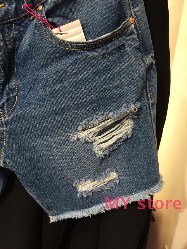 MIXX*韓國牛仔短褲*下擺毛邊~做舊破洞處理!5