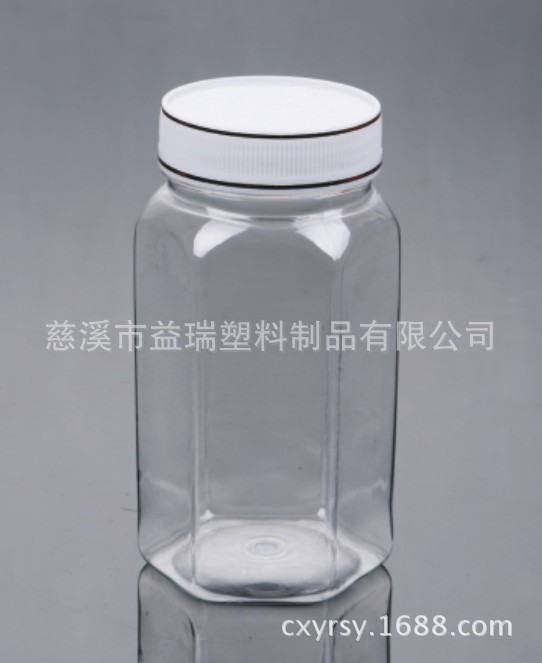 500g六角双金边盖蜂蜜瓶 PET塑料瓶 坚果瓶 花茶瓶 （GJ038A）