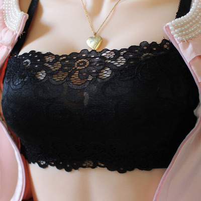 Internet Thin Wireless Lace Bandeau Bra Thin Thickened Push Up Bra Sexy Lace Anti-Exposed Underwear