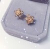 Fashionable accessory, universal zirconium, earrings, Korean style, flowered, wholesale