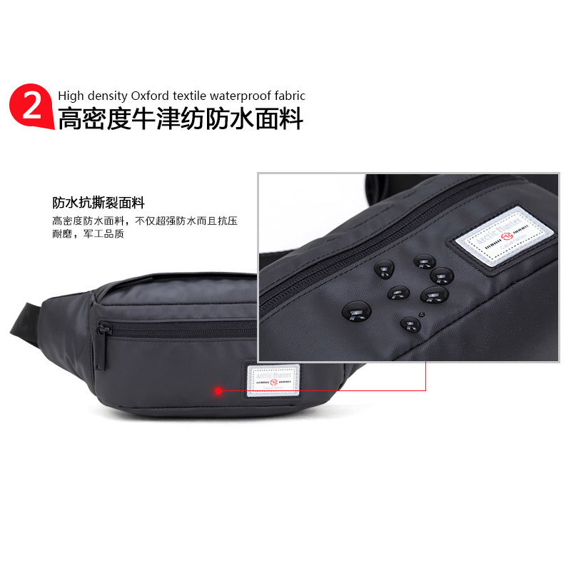 北极猎人新款男士腰包运动休闲钱包牛津布单肩包厂家批发