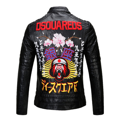 2018 Spring fashion locomotive leather jacket solar system Graceful Embroidery factory Direct selling Men&#39;s leather On behalf of