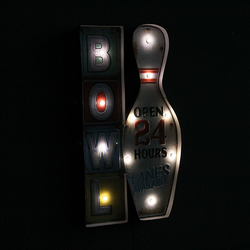 Граница- transcending? Но надо перевести: "Cross-border e-commerce new supply bowling wall wall decoration LED light iron wall decoration home coffee bar iron painting"