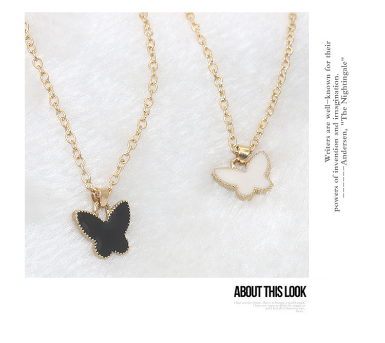 Korean Fashion Oil Drop Butterfly Pendant Necklace New Style Clavicle Chain Wholesale display picture 3