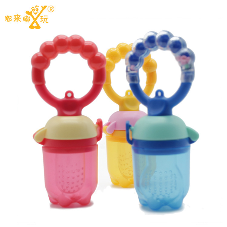 嘟来嘟玩2合1推进式宝宝响铃果蔬硅胶咬咬袋婴儿辅食果乐宝|ms