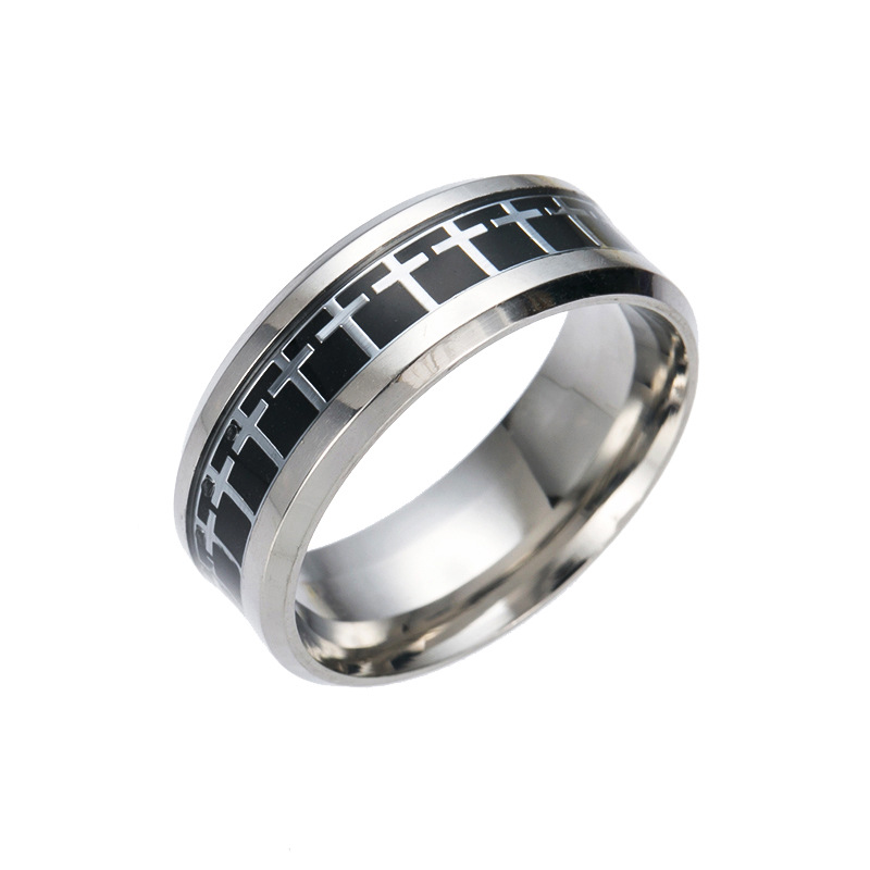 Fashion Stainless Steel Cross Pattern Ring Wholesale display picture 3