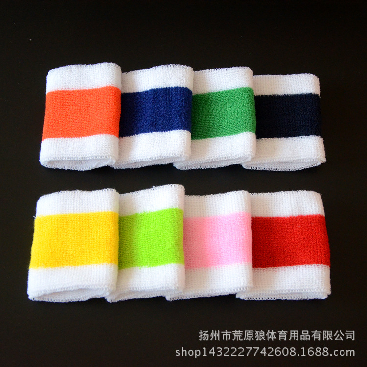 条纹夹色涤棉毛巾护腕多色羽毛球篮球吸汗护腕可加LOGO淘宝赠品