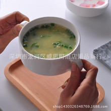 創意陶瓷雙耳湯盅湯杯蒸蛋碗早餐沙拉甜品碗純白西式湯碗批發