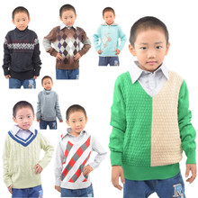 外貿原單2-6歲童裝批發 秋季新款拼色襯衣領秋季新款男童毛衣