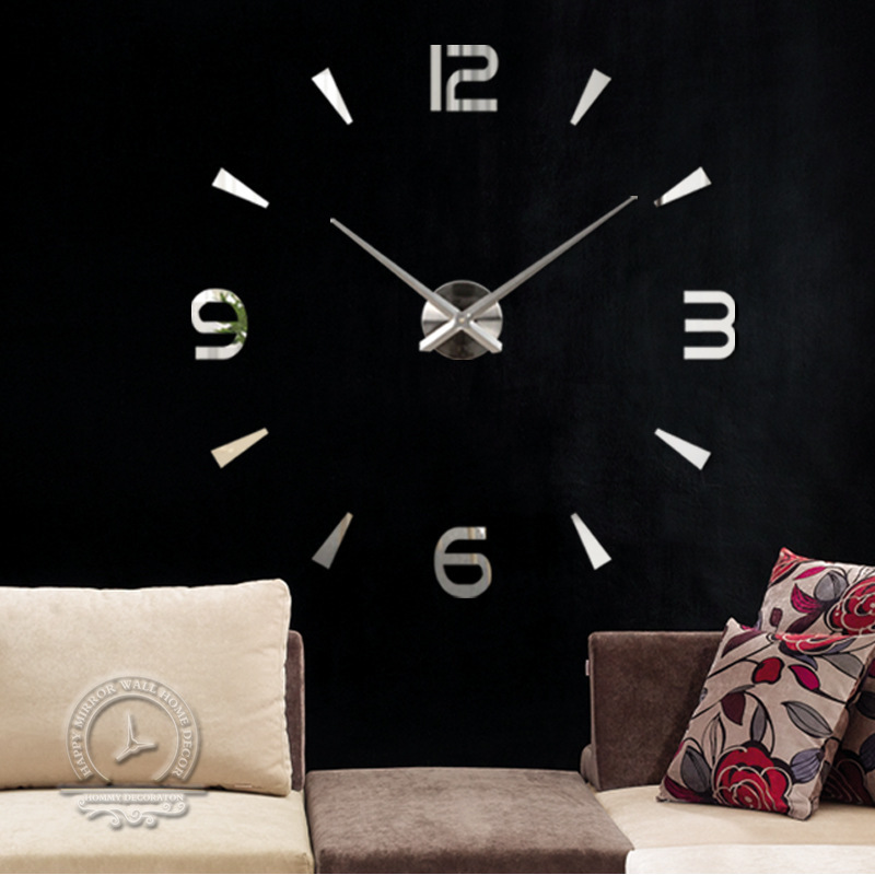 Venta caliente transfronteriza espejo creativo etiqueta de la pared reloj DIY de gran tamaño EVA espejo Reloj de pared simple reloj