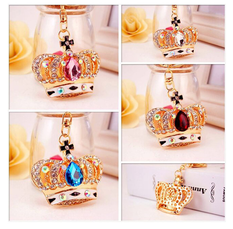 Korean Diamond Gemstone Crown Women's Car Metal  Key Chain display picture 16