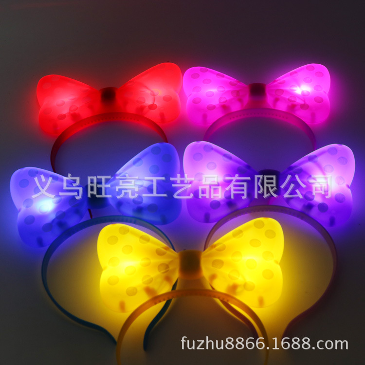 Korean Edition Flash bow luminescence Bow tie hairpin Minnie headband Vocal concert Evening party Head buckle wholesale