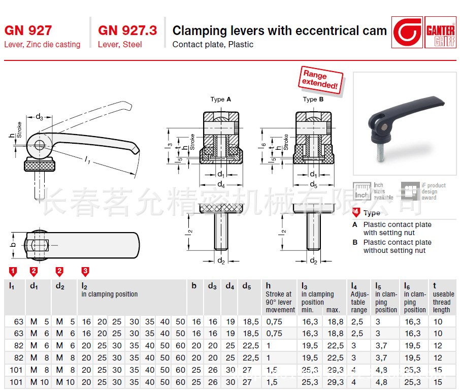 GN 927 GN 927.3 Clamping levers with eccentrical cam阿里巴巴