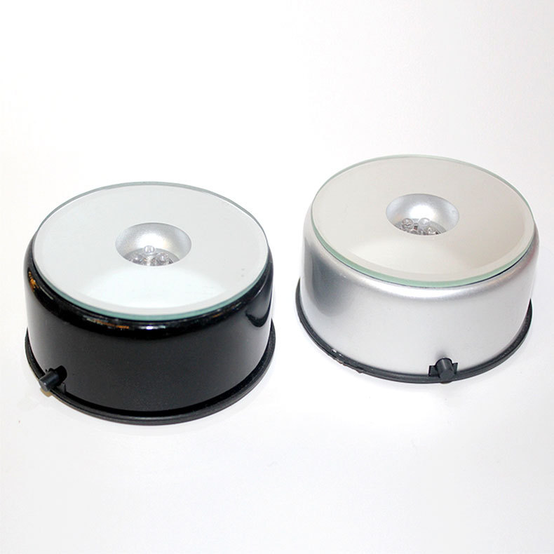 廠家直銷 LED靜音80旋轉七彩燈座 3D水晶激光內雕底座 琉璃擺件