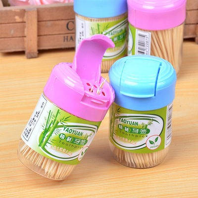With cover Porous Toothpick bottle disposable natural toothpick pinkycolor Flip Toothpick box logo Toothpick Holder