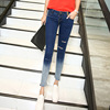 spring gradual change jeans small leg trousers worn thin jeans