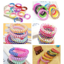 韩版大号加粗款电话圈批发樱桃印花电话线发圈约5.5cm 摆地摊饰品