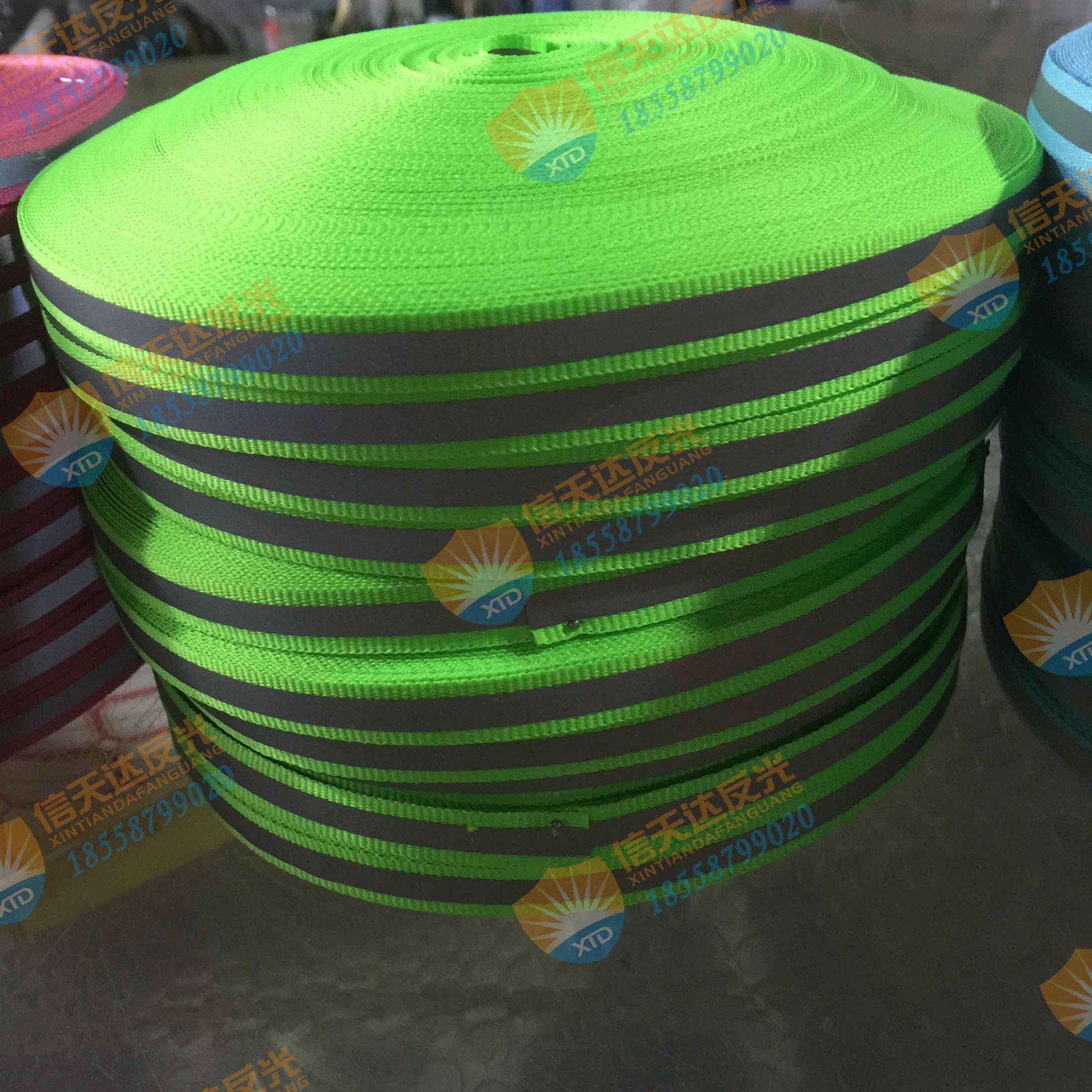 尼龙织带烫印反光条 绿色反光织带订做 工装专用加厚耐磨反光条