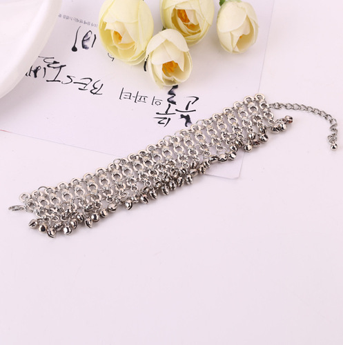 European and American foreign trade hot-selling accessories, retro exaggerated ethnic style, small bell tassel women's beach anklets and foot accessories