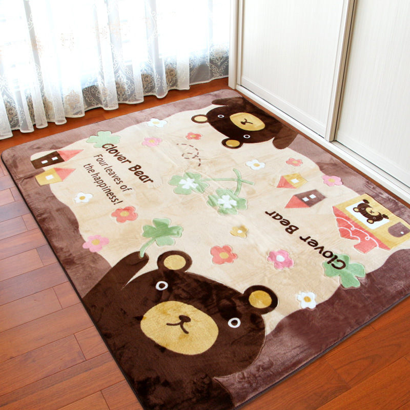 Details About Cartoon Bedroom Rugs Yoga Carpet Children S Cute Room Crawling Carpet Brown Bear