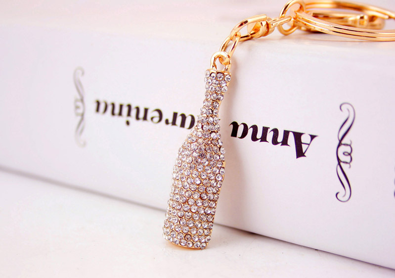 Bag Charms Bag Accessories Type Korean Diamond Crystal Wine Bottle Metal Keychain