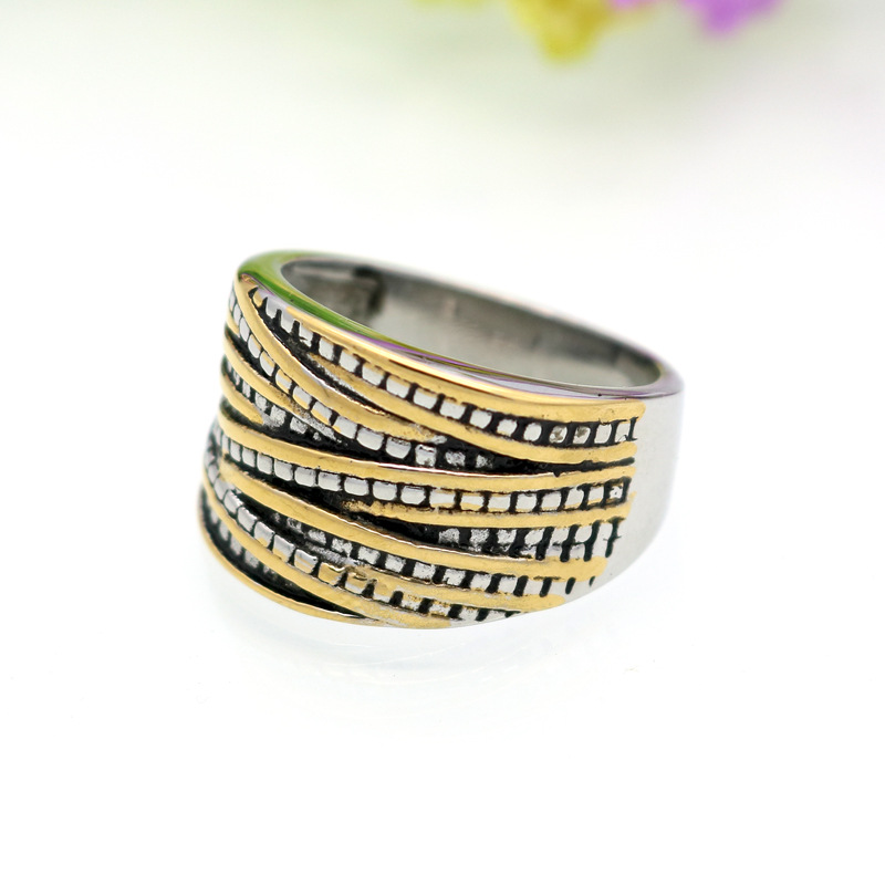 Rings Classification 18K Gold Plating Color Vacuum Plating Real Gold Plated 18K Gold Geometric 304 Stainless Steel Retro Waterproof Non Tarnish Rings