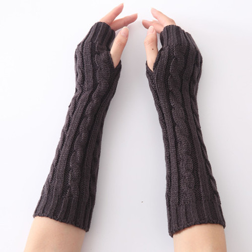 G-2 twist gloves for men and women in autumn and winter new jacquard 8-character twist pattern knitted wool fashion warm fingerless sleeves