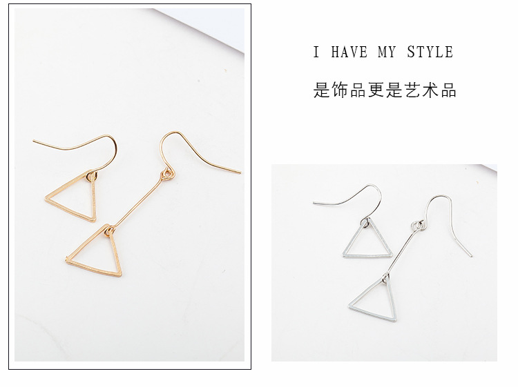 Minimal Geometric Openwork Round Triangle Asymmetric Earrings display picture 8