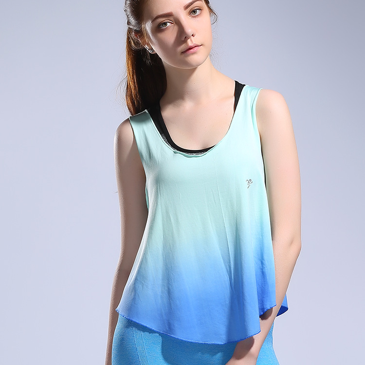 2016新款 运动背心 健身瑜伽速干吊带套衫 渐变T恤|ru