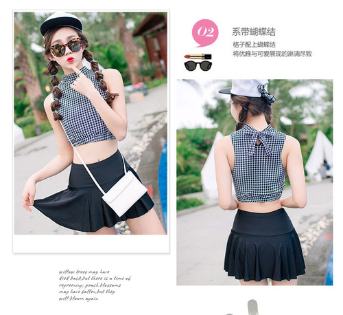 Sports style split swimsuit for women to cover belly and look slim, conservative student Korean small breasts hot spring swimwear holiday ins style