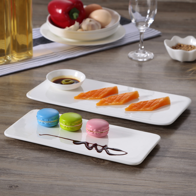 长方形餐厅盘子陶瓷寿司盘日式平板盘瓷碟白摆台餐具定制长条盘