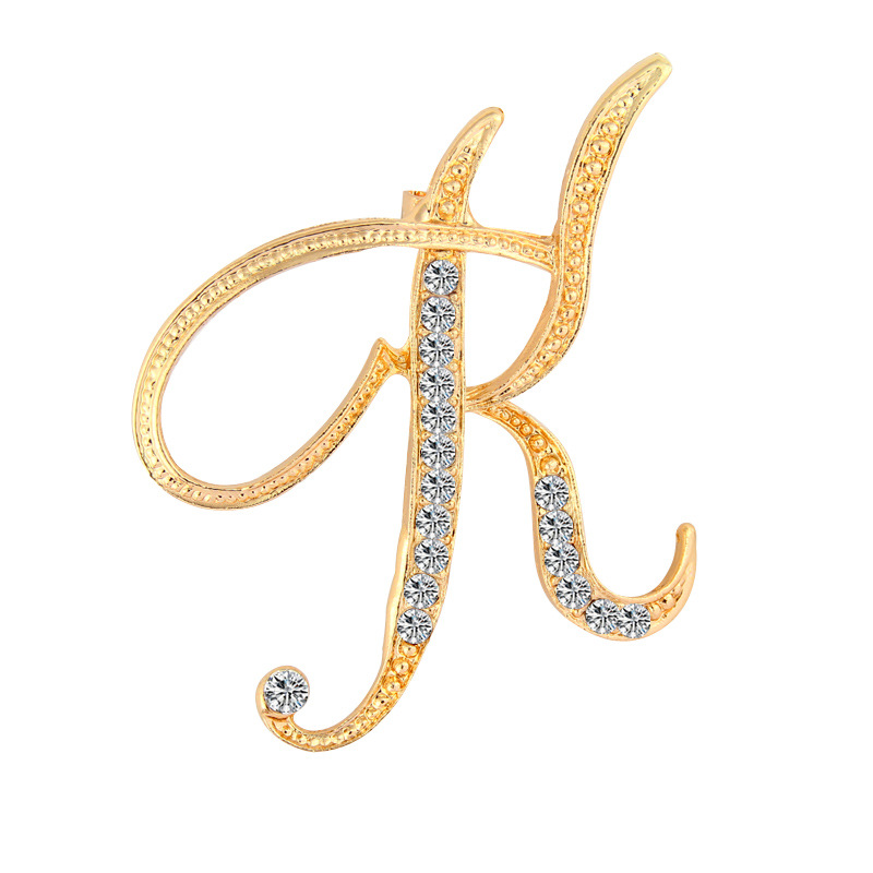 Fashion English Letter Alloy Diamond Brooches Wholesale display picture 4