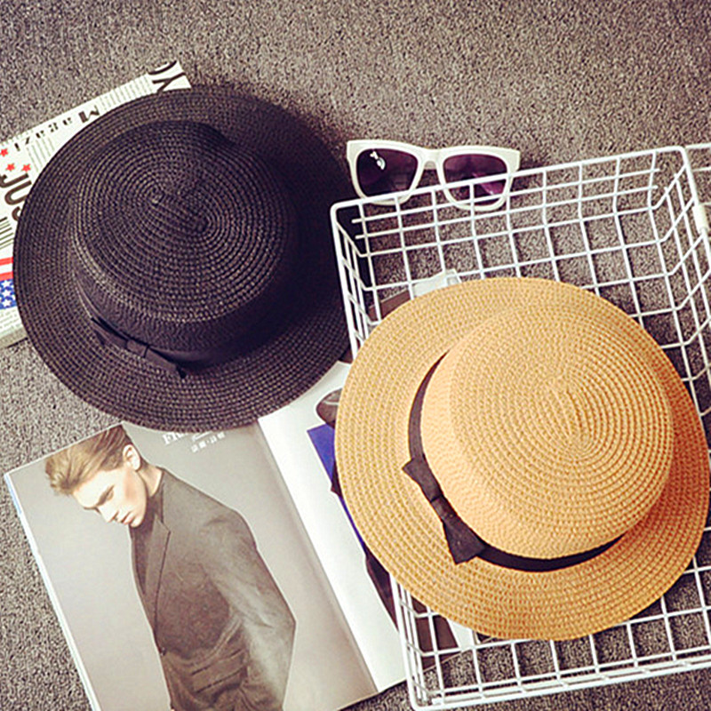 summer lady Hat wholesale Choke a small chilli England bow Small hat fashion Flat Straw hat