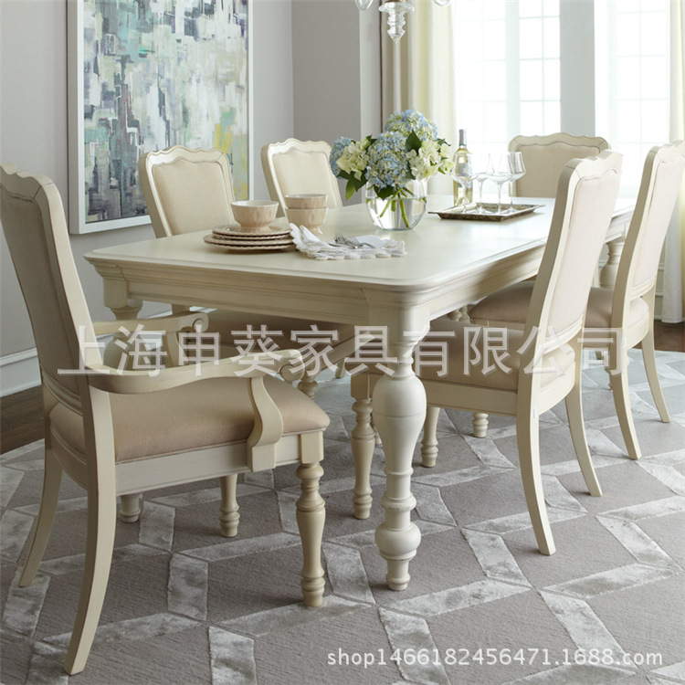 Villa Oak Dining Table Dining Chair American Country Solid Wood Dining Table Set One Table Six Chairs Rectangular Log Dining Table