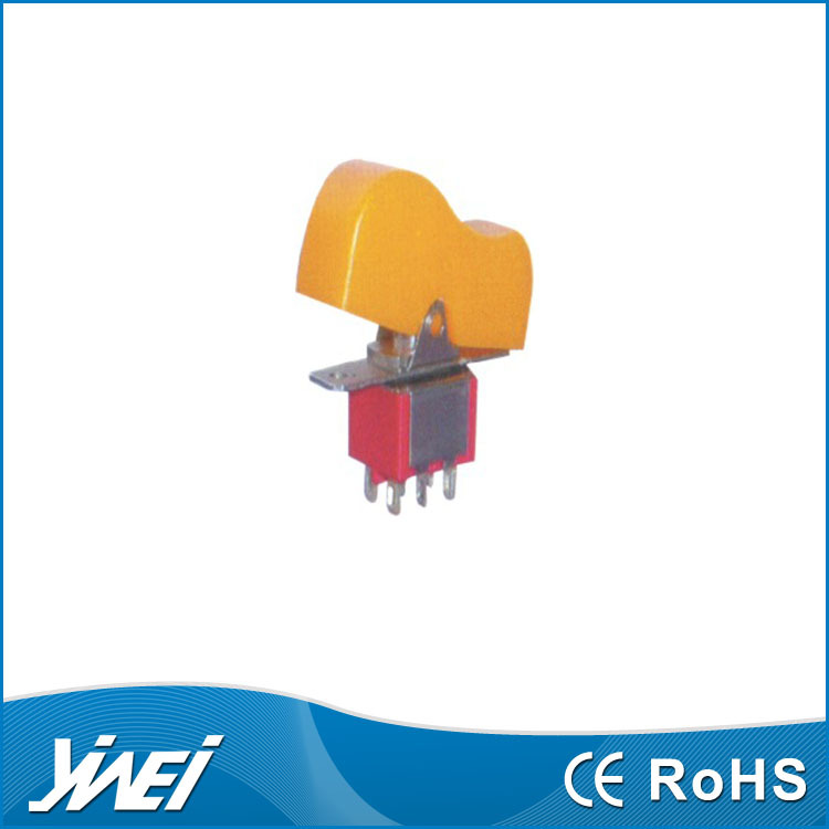 供应带帽子6脚ON-OFF-ON纽子开关钮子开关DPDT YW2-418