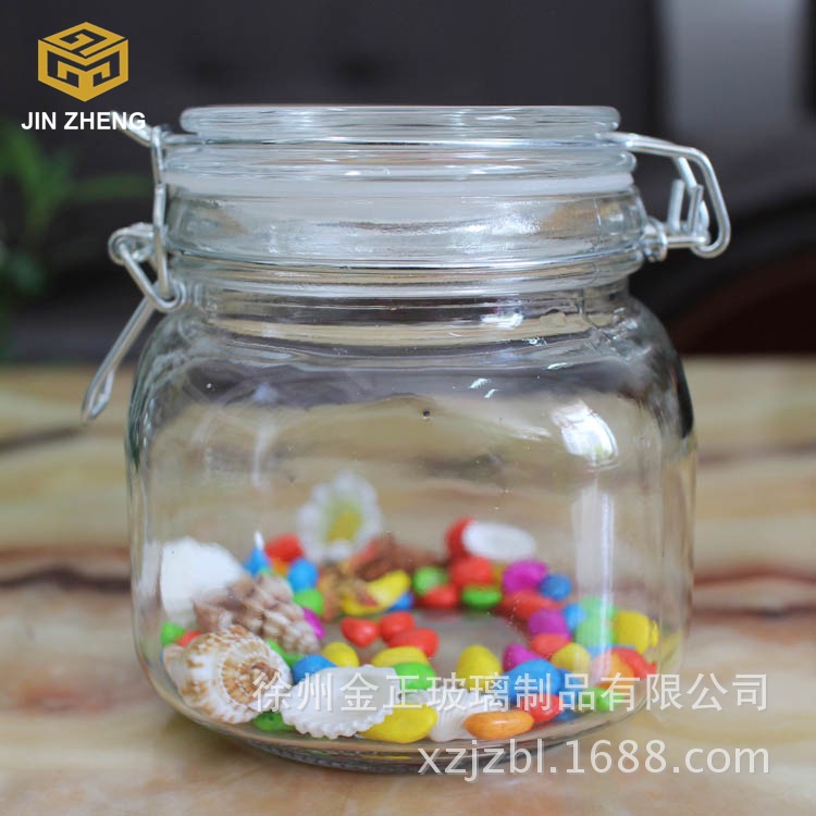 玻璃厂家现货  850ml透明食品储物罐 食品级密封卡扣玻璃罐