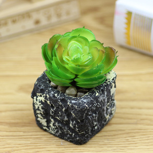Реалистичный цветочный горшок, маленькая лампа для растений, смола, украшение, с драгоценным камнем
